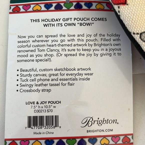 Brighton  NWT  Love & Joy Pouch  Canvas crossbody  multicolor/large seasonal bow - Picture 13 of 13